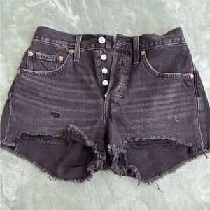 Women's Levi 501 Black Distressed Denim Shorts